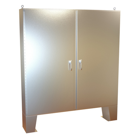 HAMMOND MFG. N4X 3-pt Double Door Floormount Enclosure with Panel, 72 x 72 x 12, 304 SS HN4FM727212SS